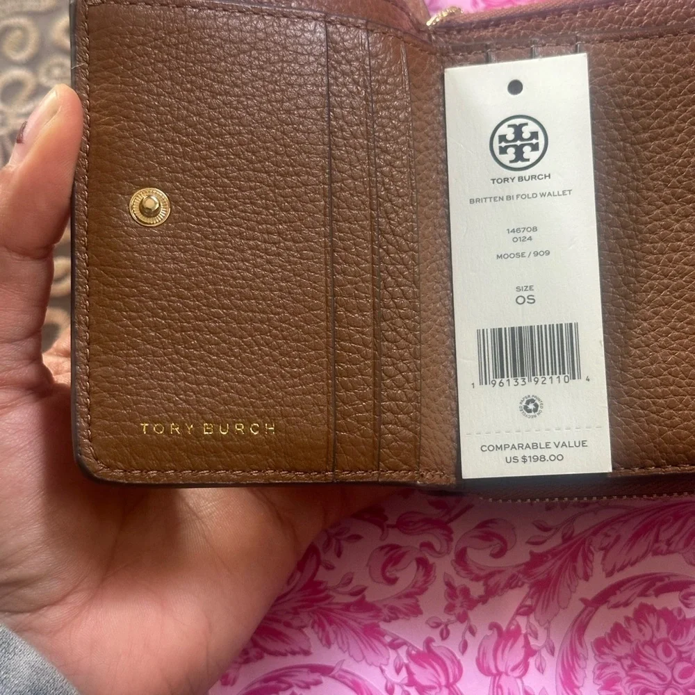 New Tory burch BRITTEN BI FOLD WALLET Moose color